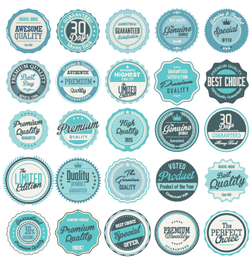 Blue vintage labels circular vector  