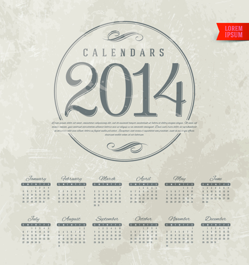 Calendar 2014 vector huge collection 17  