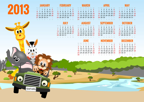 Elements of Calendar grid 2013 design vector set 04  