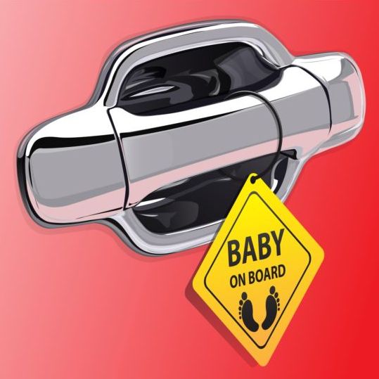 Autotürengriff und Baby-Tags-Vektor 05  
