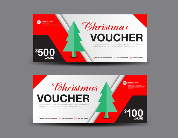 Christmas Voucher coupon card template vector 06  