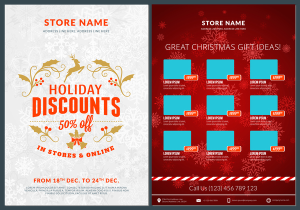 Christmas brochure template with gift card vector 11  