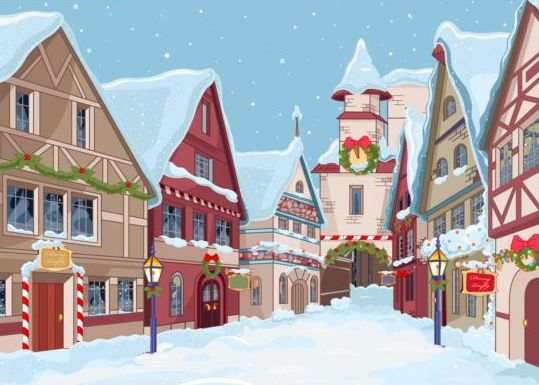 Christmas town street vector 01  