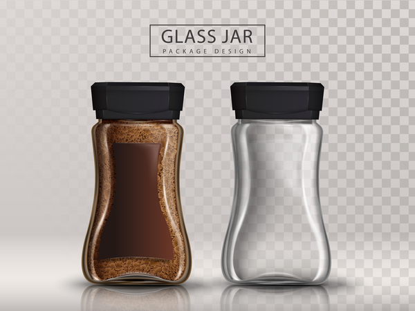 Kaffee Glas Glas Verpackung Vektor-Illustration  