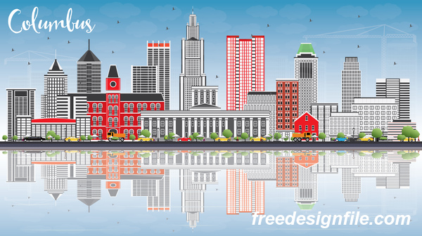 Columbus city landscape vectors  