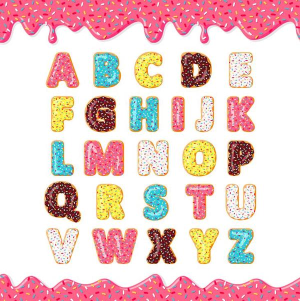 クッキーのアルファベットのデザインベクトル02  