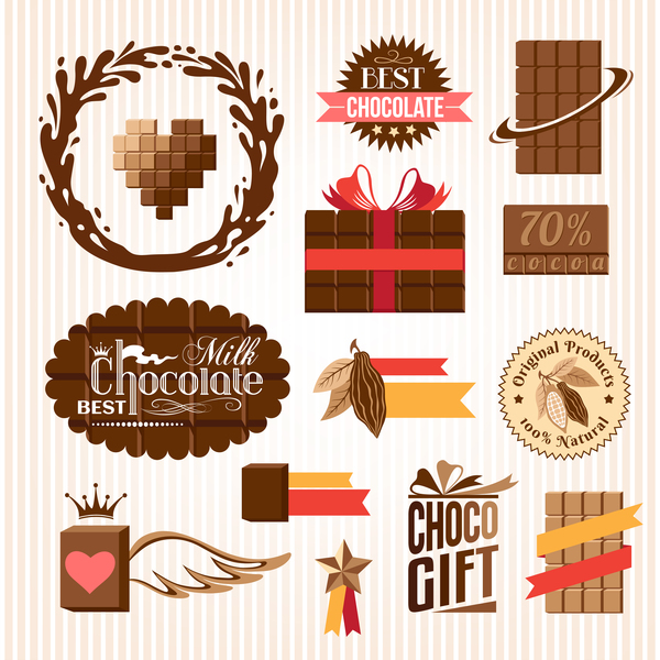 創造的なチョコレートのロゴ ラベル ベクトル 05  