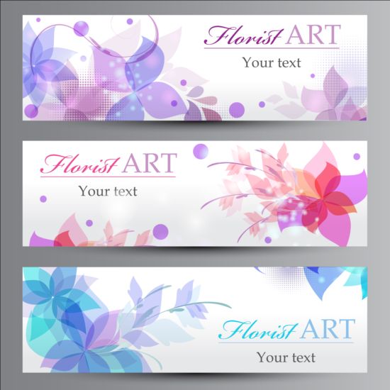 Florist konst banners som vektor 01  