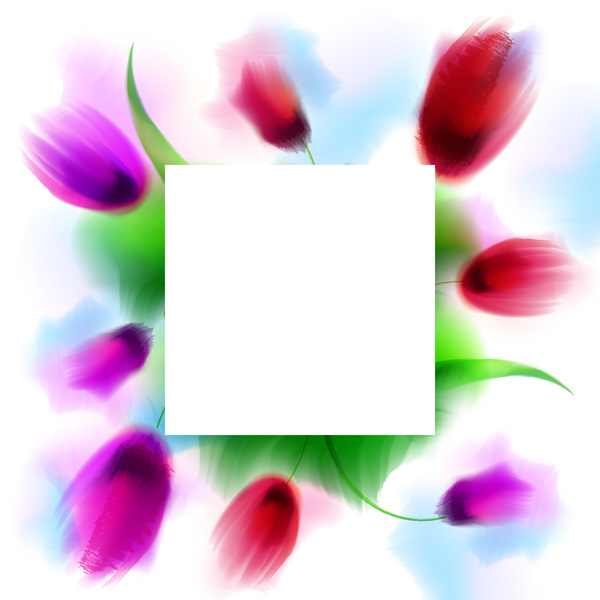 Blumenrahmen mit leerem Hintergrundvektor  