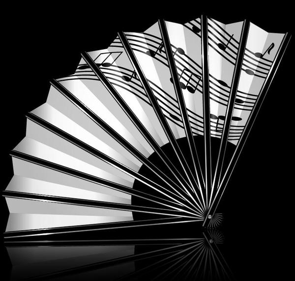 Folding fan and music note vector  