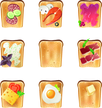 Different Food objects icons vector 02  