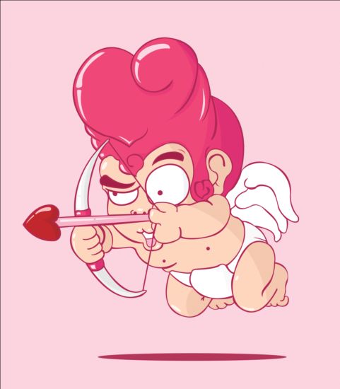 Funny Cupid tecknad vektor material 02  