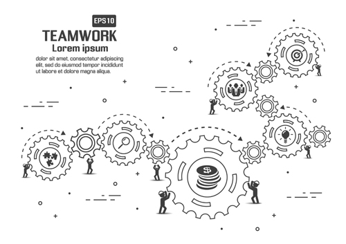 Gearwheel with teamwork template vector 02  