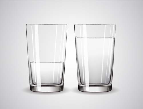 Glass cup with water vectors set 04  