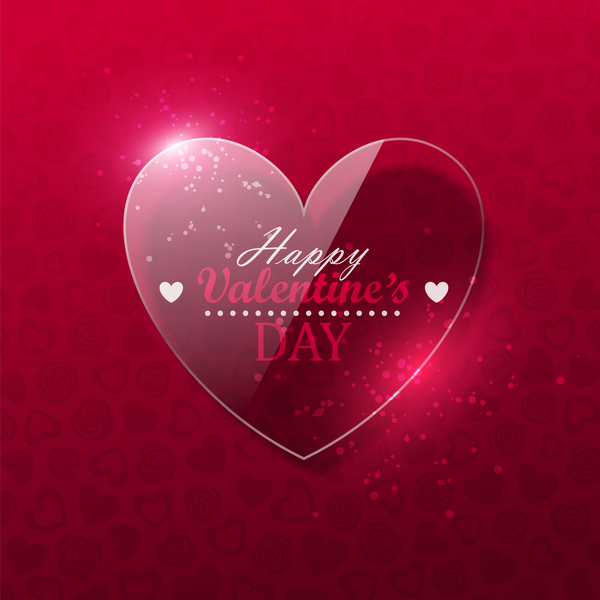 Glass heart with valentine background vector 02  