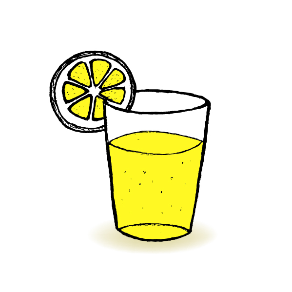 Hand drawn lemonade with glass cup vector  