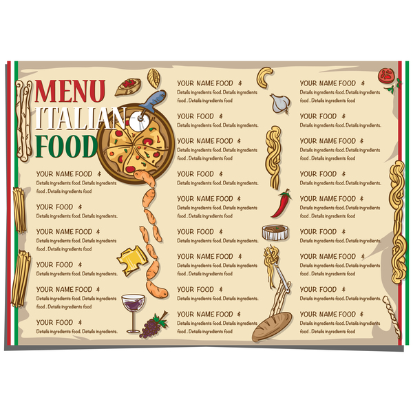 Italian food menu template vector design 04  