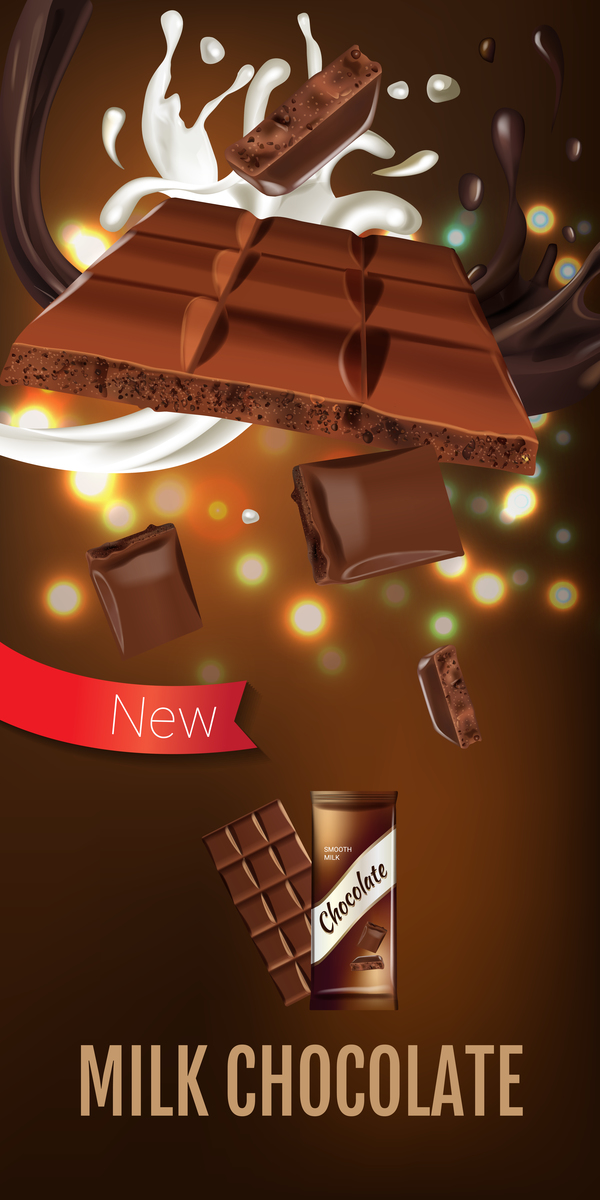 Affiche de chocolat au lait modèle vector 03  