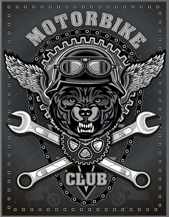 Vecteur de conception de signe de club de moto 08  