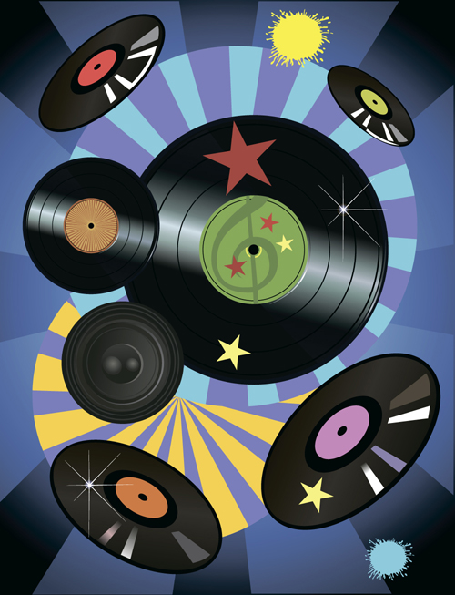 Music Record art background vector 01  