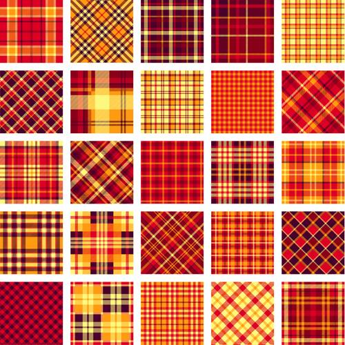 Plaid fabric patterns seamless vector 09  