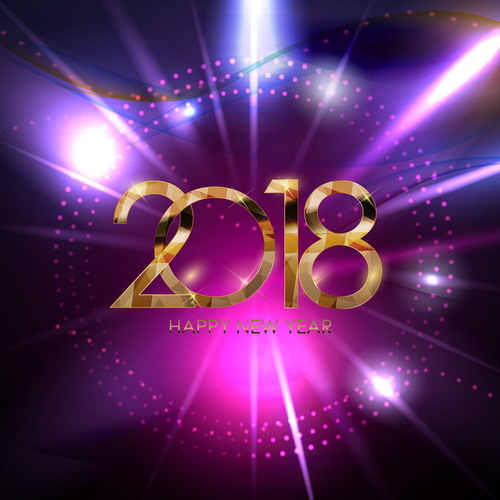 2018年の新年のベクトルと紫の背景  
