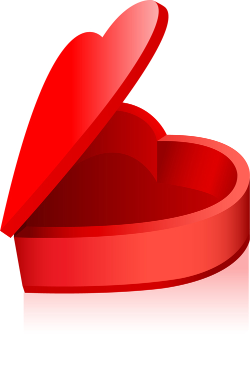 Red heart gift box vector  