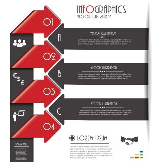 Röd med svart infographic kreativ vektor 04  