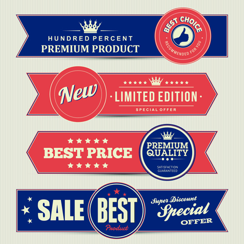 Retro style sale banners set vector 05  