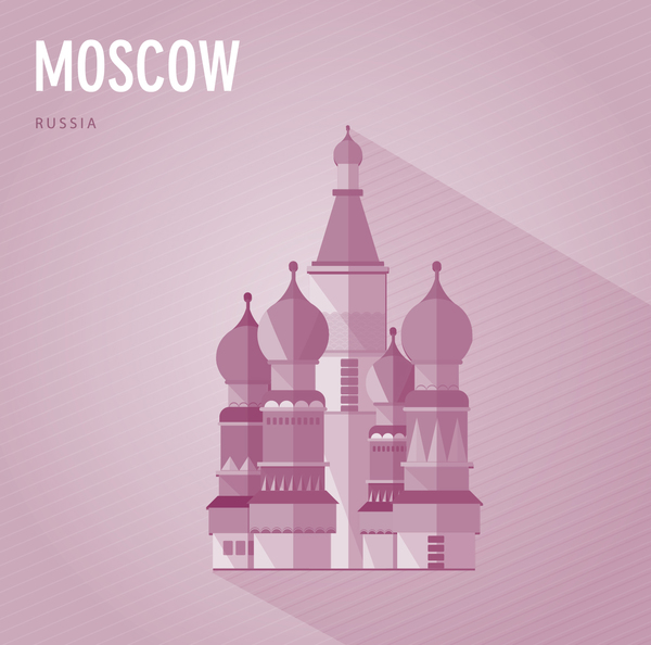 Russia Moscow monuments vector  