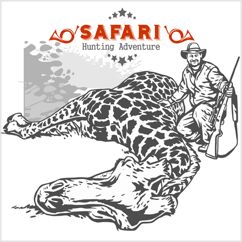 Safari hunting clud poster vector 07  