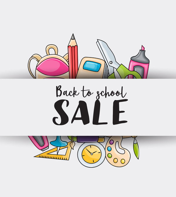 School sale background hand drawn vector 01  