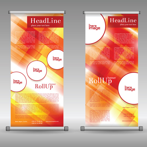 Scrolls business banners vector set 01  