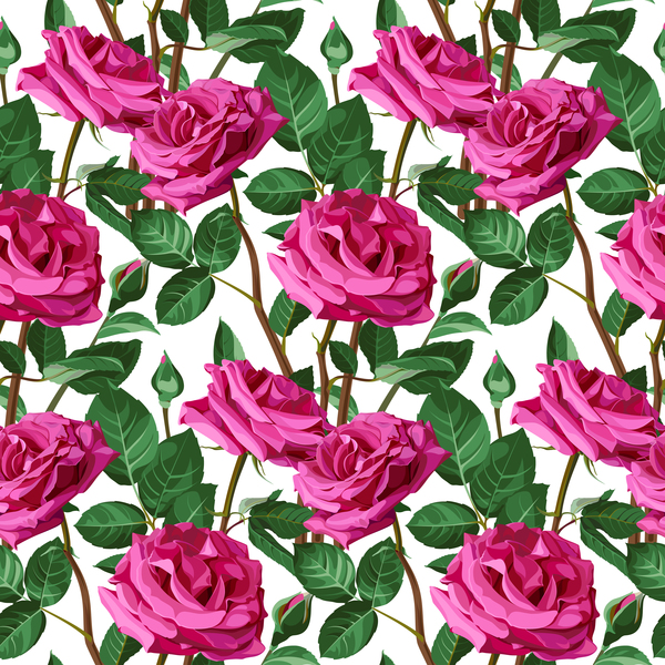 Seamless rose pattern vector material 07  