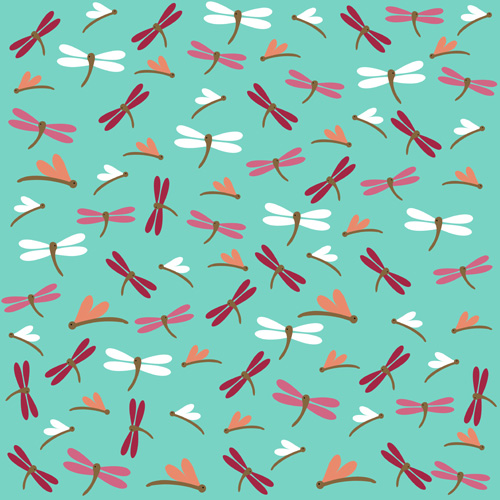 Simple dragonfly seamless pattern vector 03  