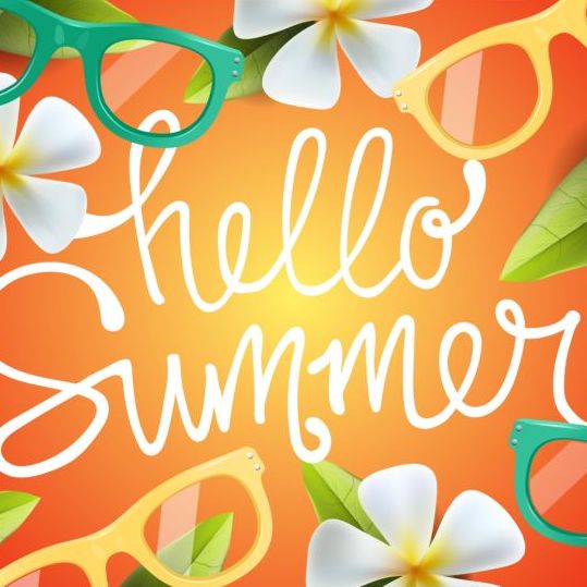 Summer background with colored picture frame vector 02  