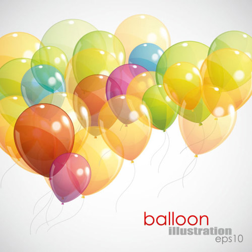 Transparent colored balloons vectro backgrounds 03  