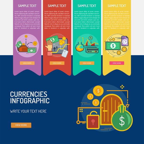 Vektor Infographic-Währungsschablonenmaterial 04  