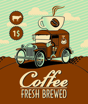 Vintage coffee advertising poster design vector 01  