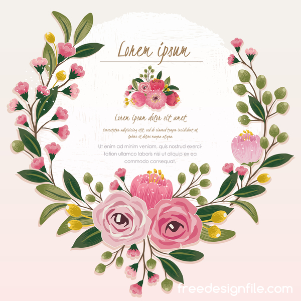 Vintage flower with greeting card for your text design vector 06  