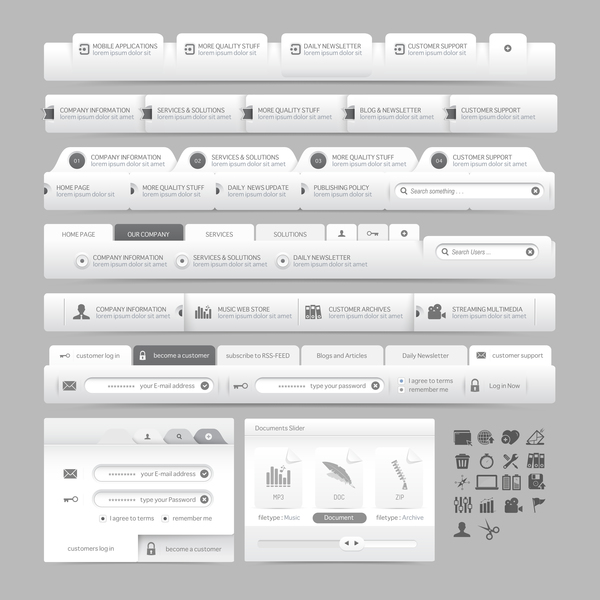 Jeu de navigation de site Web menu design vectoriel 08  