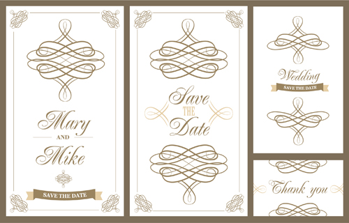 Wedding invitation card with floral vecotr 02  