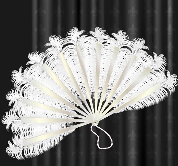 White feather folding fan vector  