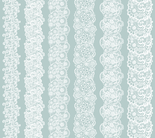 White lace vector seamless borders  