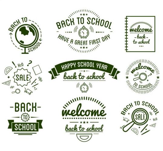 groene terug naar school labels vector  