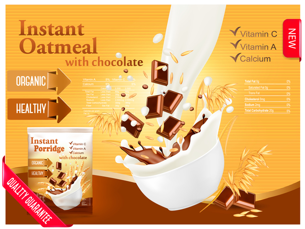 instant oatmeal with chocolate poster vector 01  