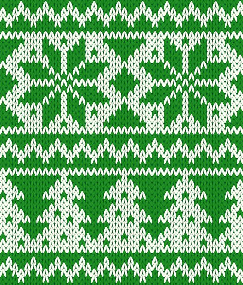 knitted fabric christmas pattern vector set 04  