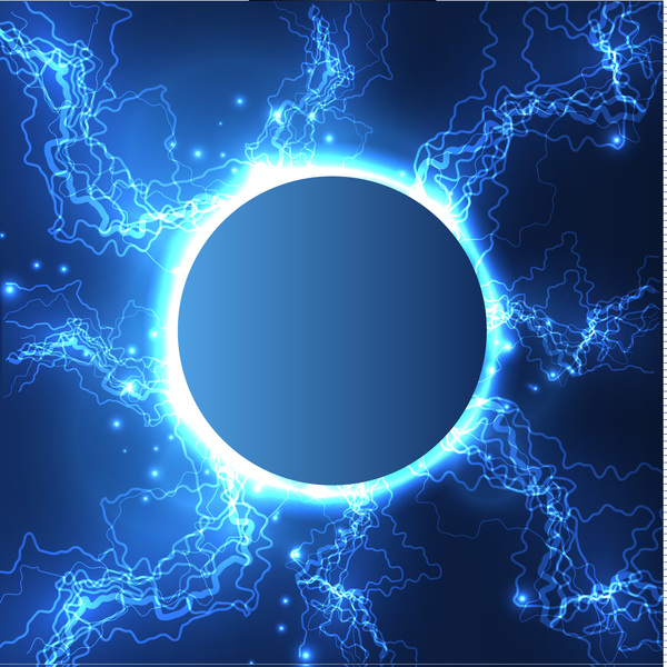 lightning with round frame vector background  