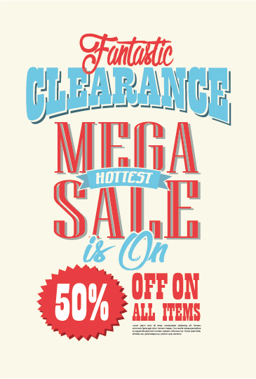 mega sale advertising poster retro vector 01  