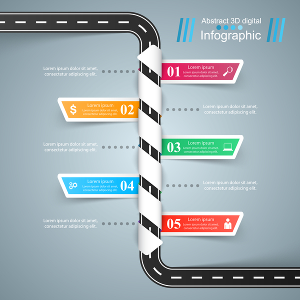 road color infographic vector 01  